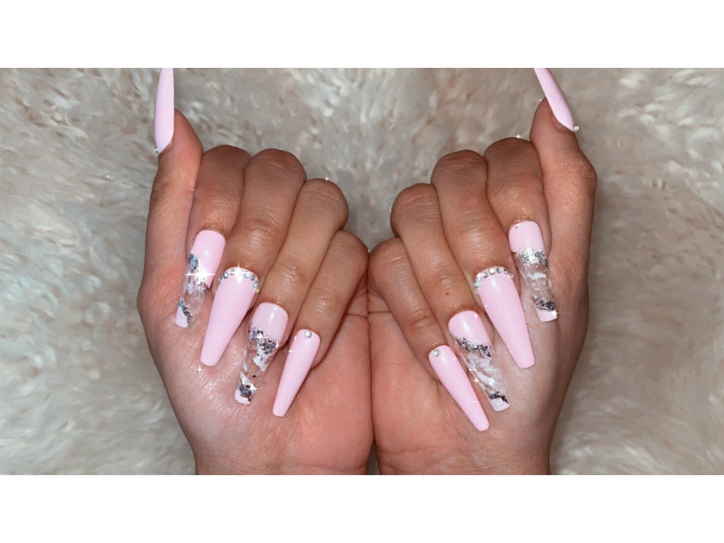 Pink Marble Silver Leaf