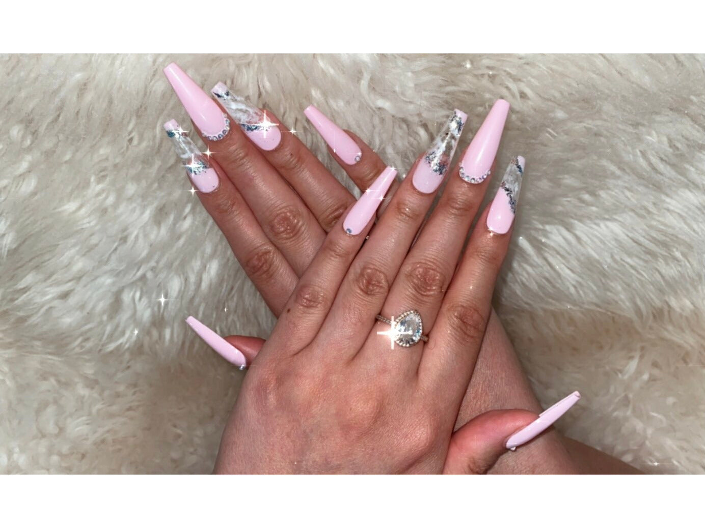 Pink Marble Silver Leaf