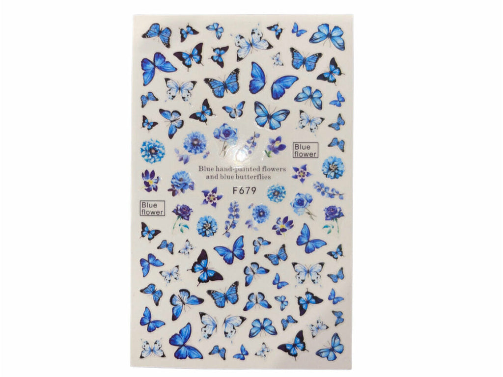 Blue Butterfly Nail Art Stickers