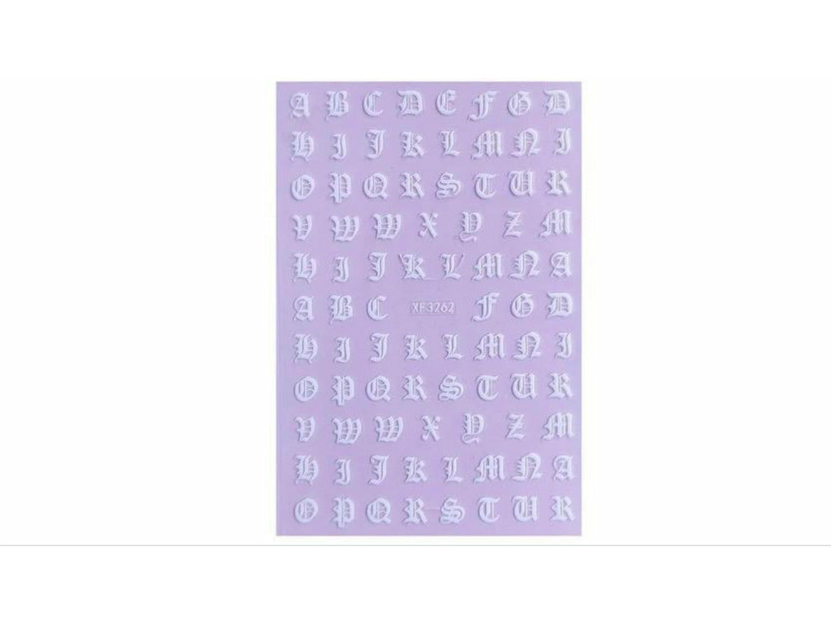 Old English Alphabet Nail Stickers