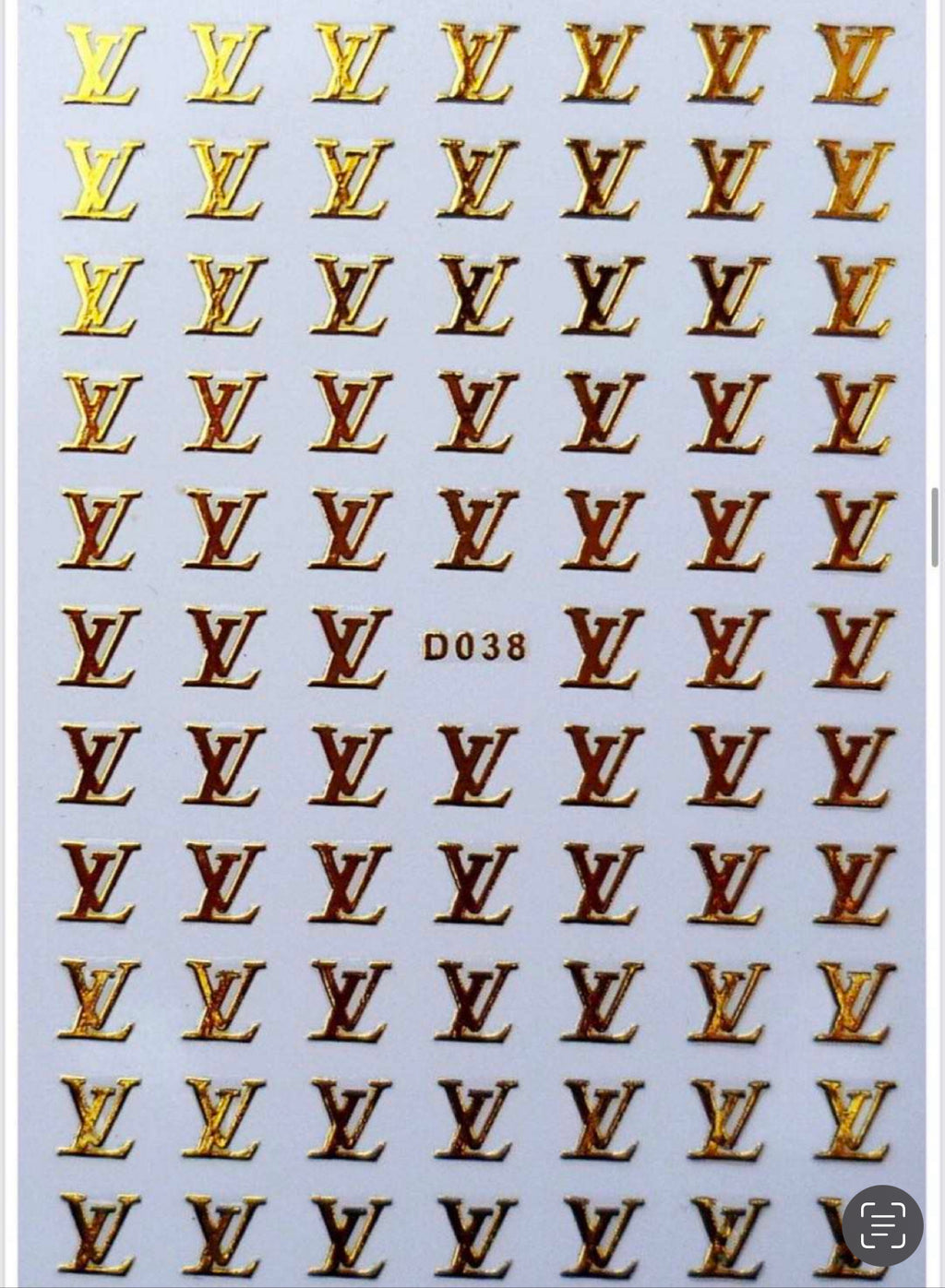 LV Gold Nail Art Stickers